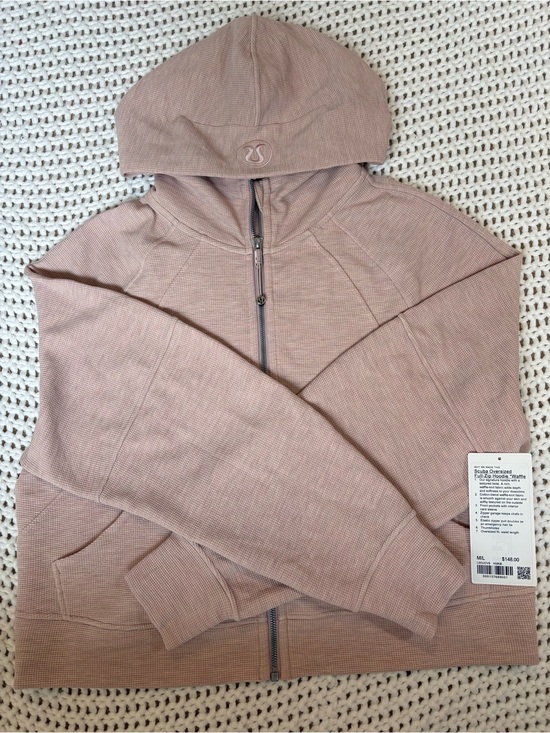 lululemon athletica Tops - lululemon scuba oversized full zip hoodie waffle heathered mink berry size m/l